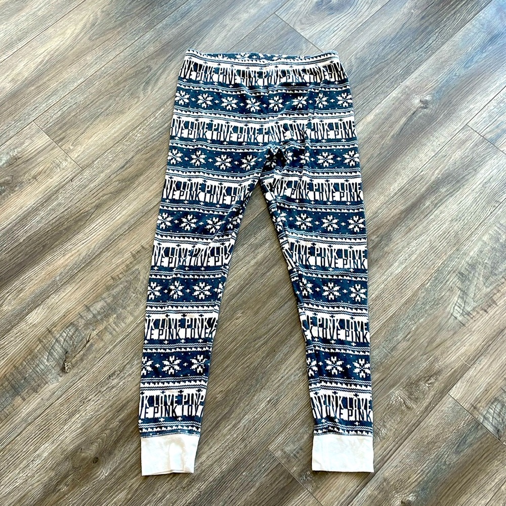 VS Pink Snowflake Thermal PJs-Long Underwear